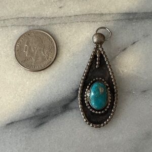 Turquoise Teardrop Silver Pendant
